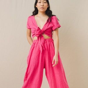 Nettle Studios hot pink linen pants
